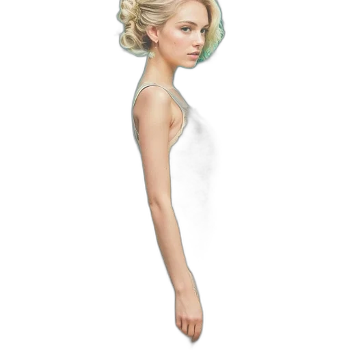 dress, hair, jewelry, staff, photorealistic, concept art, 3d render, fantasy art transparent PNG cut-out