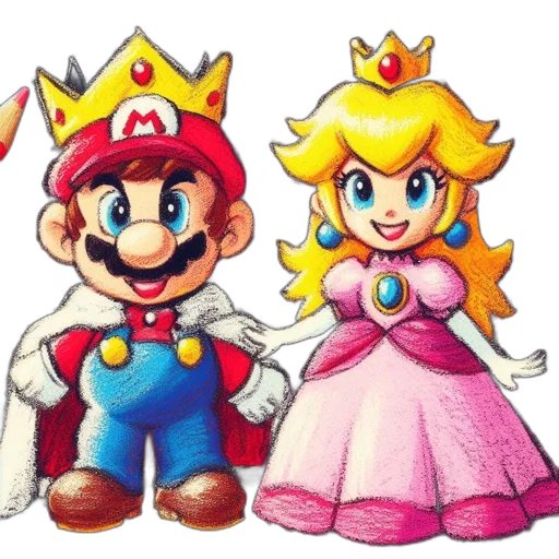 crown, dress, pixel art, concept art, 3d render, watercolor, two, cartoon transparent PNG cut-out