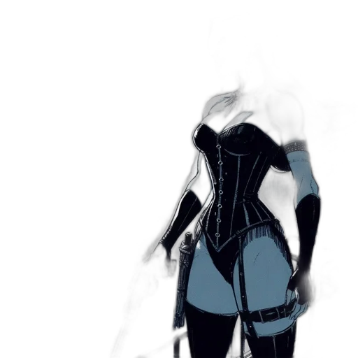 dress, mask, robot, jacket, concept art, comic book art, fantasy art, cyberpunk transparent PNG cut-out