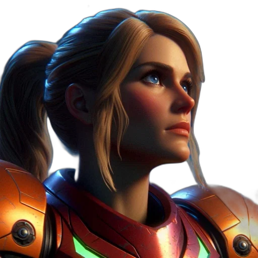 face, robot, weapon, staff, concept art, 3d render, cyberpunk, fantasy art transparent PNG cut-out