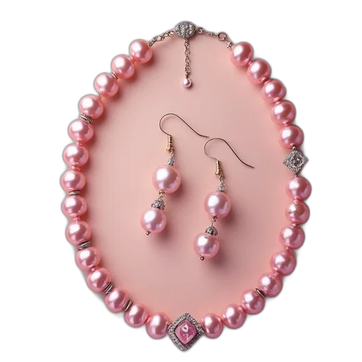 jewelry, pastel, large, set, pink, pearl, jewels transparent PNG cut-out