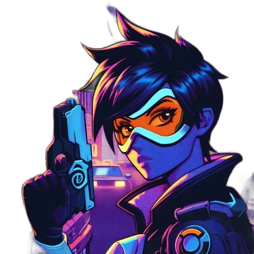 jacket, weapon, staff, robot, cyberpunk, concept art, pixel art, comic book art transparent PNG cut-out