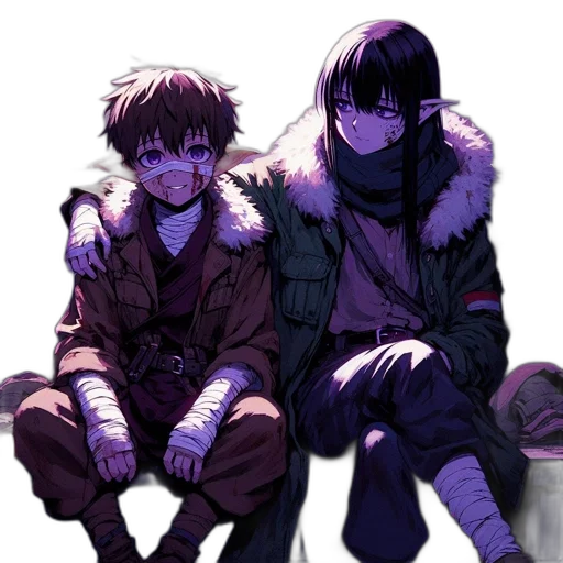jacket, cyberpunk, concept art, anime, watercolor, snow, neon lights, night transparent PNG cut-out
