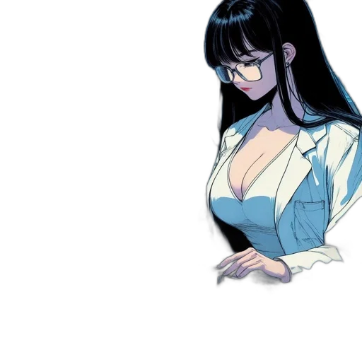 dress, staff, anime, comic book art, cartoon, concept art, blue, monochrome transparent PNG cut-out