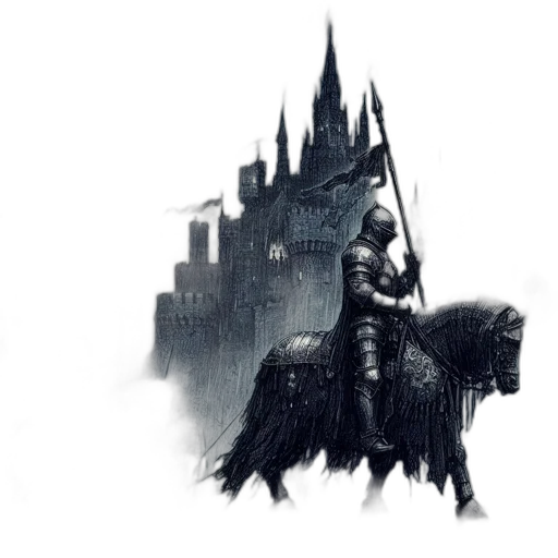 sword, dragon, fantasy art, concept art, comic book art, pixel art, fog, monochrome transparent PNG cut-out
