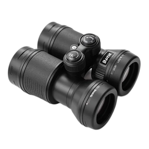 weapon, 3d render, photorealistic, pair, black, binoculars, silver, design transparent PNG cut-out