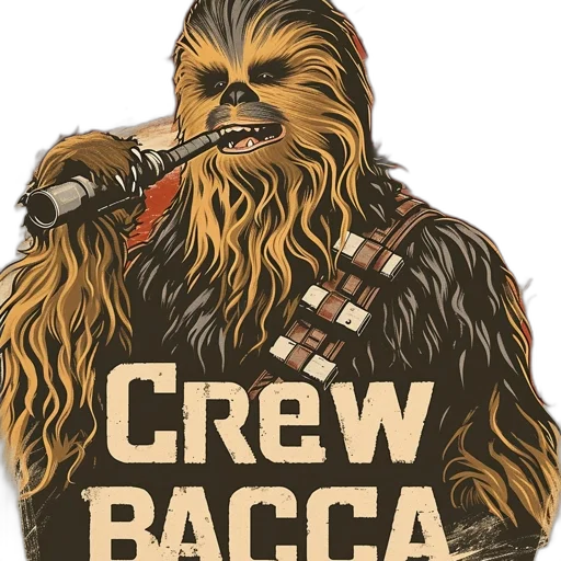 chewbacca, star, wars, holding, blaster, microphone, against, red transparent PNG cut-out
