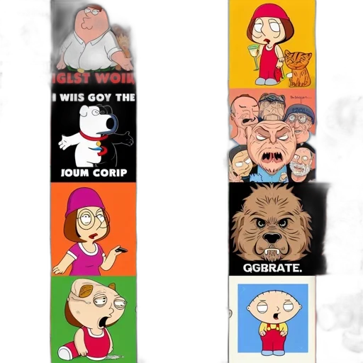 cartoon, various, family, guy, characters, displayed, diverse, emotional transparent PNG cut-out
