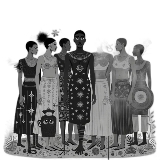 dress, jewelry, concept art, cartoon, monochrome, dark, black, white transparent PNG cut-out