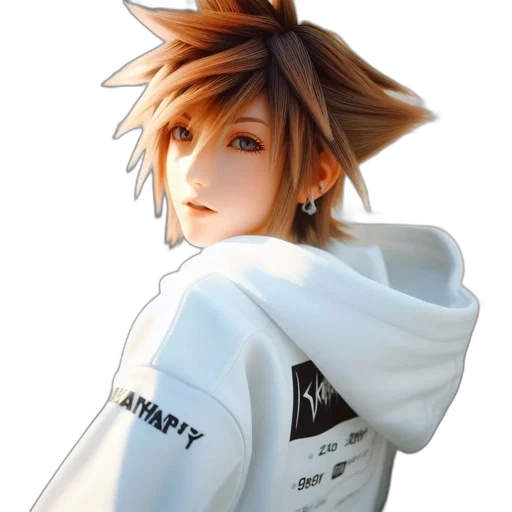 jacket, hair, staff, hat, 3d render, concept art, photorealistic, anime transparent PNG cut-out