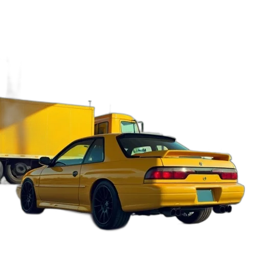 car, weapon, 3d render, concept art, photorealistic, yellow, parked, gas transparent PNG cut-out