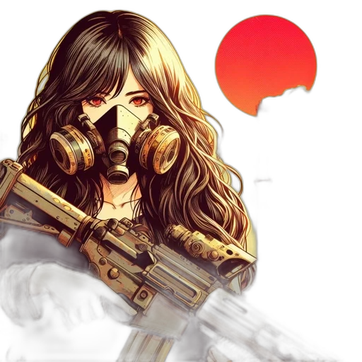 weapon, concept art, comic book art, fantasy art, anime, golden, post-apocalyptic, landscape transparent PNG cut-out