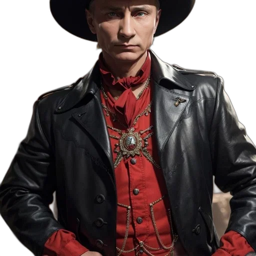 jacket, hat, face, staff, photorealistic, comic book art, concept art, oil painting transparent PNG cut-out