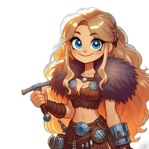 staff, fantasy art, pixel art, concept art, cartoon, blonde-haired, female, character transparent PNG cut-out