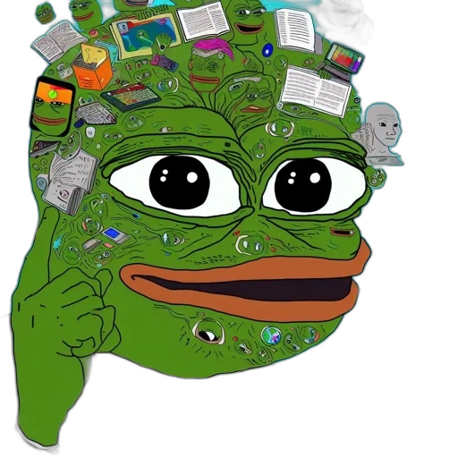 mask, hat, face, crown, vaporwave, pepe, frog, depicted transparent PNG cut-out