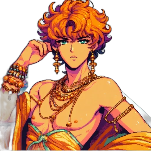 jewelry, crown, vaporwave, pixel art, anime, fantasy art, golden, colorful transparent PNG cut-out
