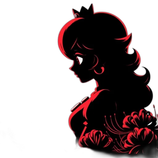 crown, dress, concept art, pixel art, anime, cartoon, red, dark transparent PNG cut-out