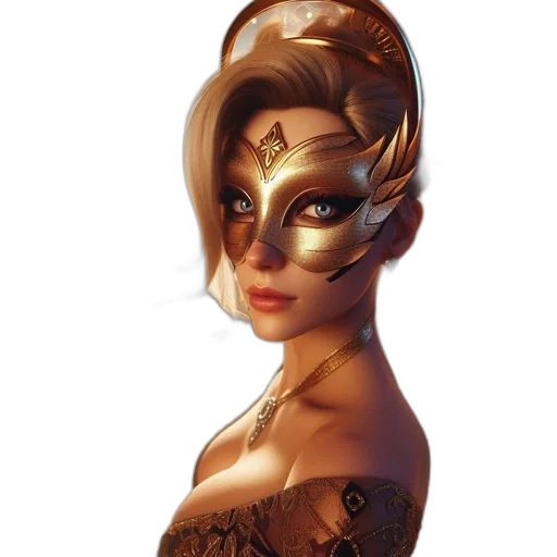 mask, jewelry, crown, face, fantasy art, concept art, comic book art, 3d render transparent PNG cut-out