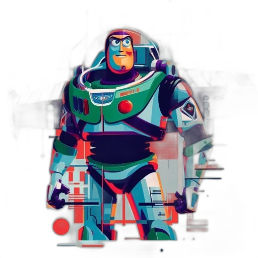 robot, concept art, comic book art, pixel art, 3d render, outer space, blue, colorful transparent PNG cut-out