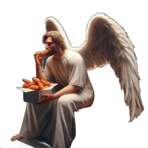 food, concept art, fantasy art, pixel art, photorealistic, angelic, being, wearing transparent PNG cut-out