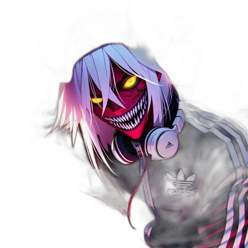 mask, creature, face, jacket, anime, concept art, vaporwave, pixel art transparent PNG cut-out
