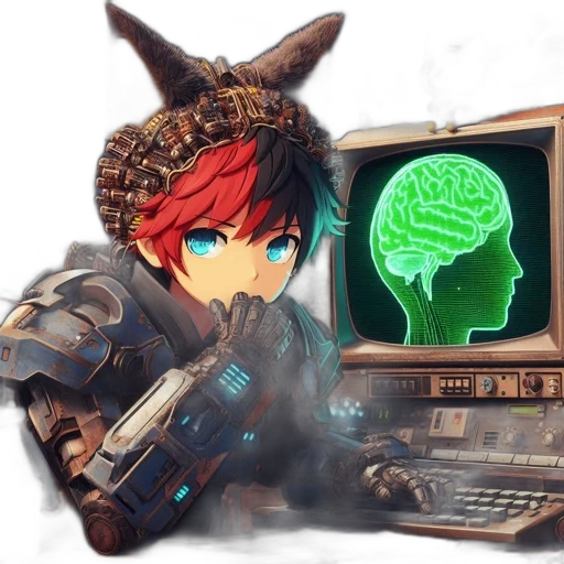 robot, weapon, crown, creature, cyberpunk, pixel art, anime, concept art transparent PNG cut-out
