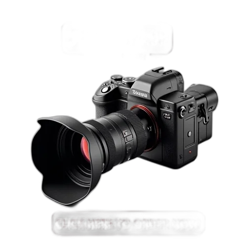 weapon, 3d render, photorealistic, black, professional, camera, large, lens transparent PNG cut-out