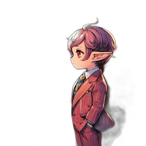 staff, face, creature, jacket, watercolor, concept art, fantasy art, cartoon transparent PNG cut-out