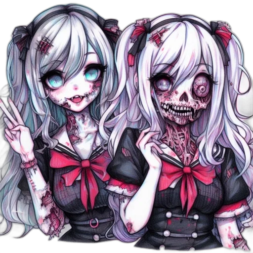 concept art, pixel art, anime, cartoon, dark, two, animated, girls transparent PNG cut-out