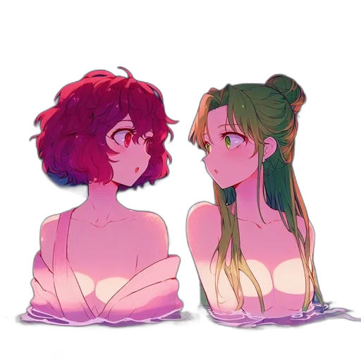 crown, hair, vaporwave, anime, watercolor, pixel art, underwater, neon lights transparent PNG cut-out