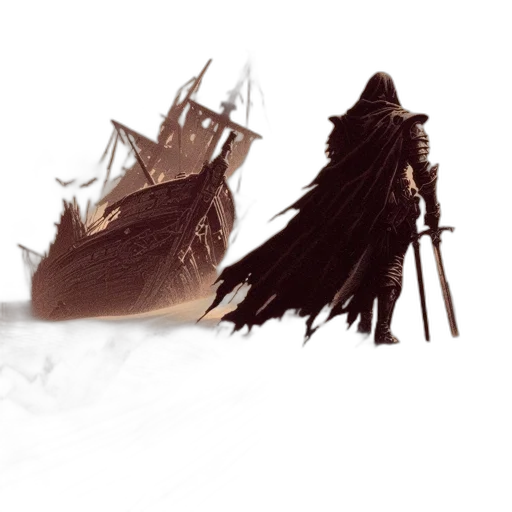 weapon, sword, dragon, concept art, fantasy art, 3d render, comic book art, fog transparent PNG cut-out