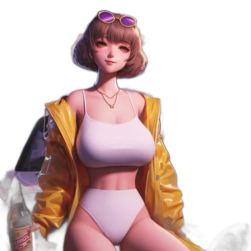 jacket, robot, dress, concept art, cyberpunk, fantasy art, vaporwave, outer space transparent PNG cut-out