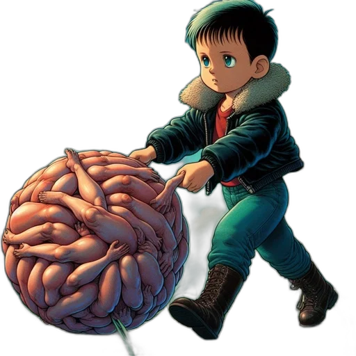 robot, jacket, umbrella, concept art, 3d render, comic book art, pixel art, underwater transparent PNG cut-out