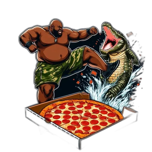 food, concept art, pixel art, comic book art, muscular, man, green, shorts transparent PNG cut-out