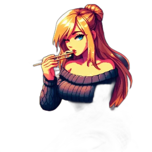 staff, dress, jacket, face, pixel art, concept art, fantasy art, anime transparent PNG cut-out