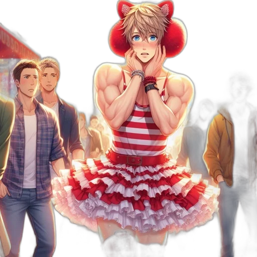 dress, concept art, anime, comic book art, cartoon, city street, red, urban transparent PNG cut-out