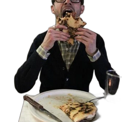 food, jacket, animal, creature, man, black, sweater, glasses transparent PNG cut-out