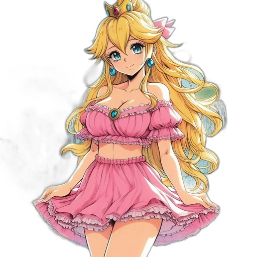 dress, staff, anime, pixel art, concept art, fantasy art, pastel, animated transparent PNG cut-out