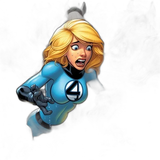 staff, comic book art, concept art, cartoon, 3d render, blonde, woman, blue transparent PNG cut-out