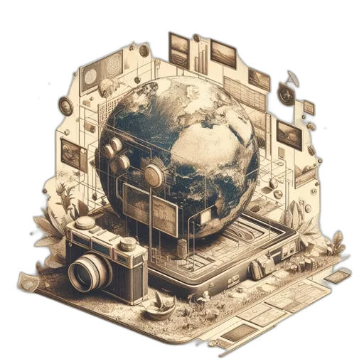 furniture, robot, building, concept art, 3d render, pixel art, fantasy art, earth tones transparent PNG cut-out