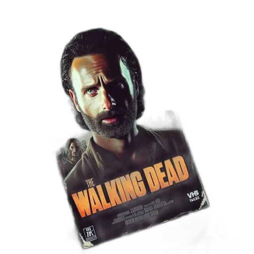 concept art, comic book art, 3d render, vhs, case, walking, dead, series transparent PNG cut-out