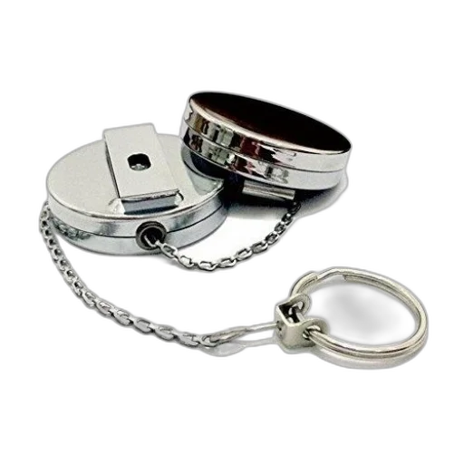 jewelry, staff, weapon, metallic, keychain, retractable, cord, circular transparent PNG cut-out