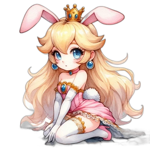 crown, dress, staff, pixel art, anime, fantasy art, watercolor, chibi-style transparent PNG cut-out