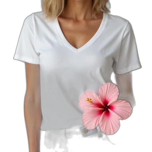 dress, photorealistic, white, hibis, flower, women, neck, athletic transparent PNG cut-out