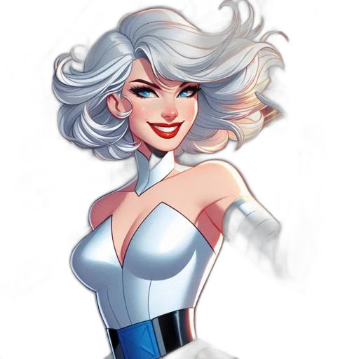 comic book art, cartoon, concept art, fantasy art, female, character, silver, hair transparent PNG cut-out