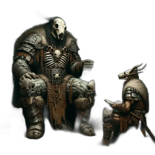 creature, mask, weapon, staff, concept art, fantasy art, 3d render, comic book art transparent PNG cut-out