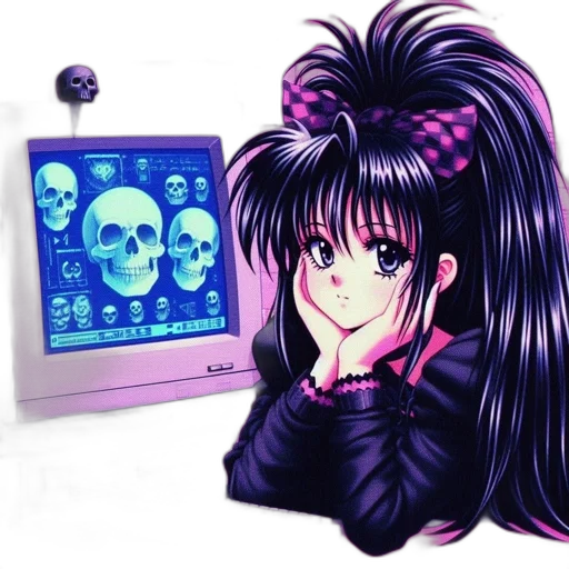 robot, jewelry, vaporwave, anime, pixel art, cyberpunk, neon lights, neon transparent PNG cut-out