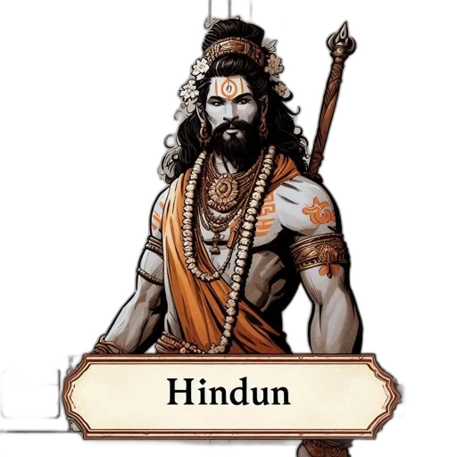 pixel art, fantasy art, concept art, illustration, hindu, deity, muscular, physique transparent PNG cut-out