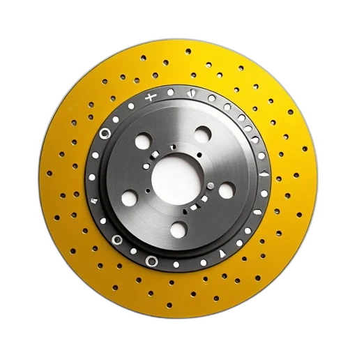 jewelry, 3d render, close-up, image, car, brake, disc, yellow transparent PNG cut-out