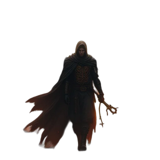 staff, mask, creature, weapon, concept art, fantasy art, comic book art, 3d render transparent PNG cut-out